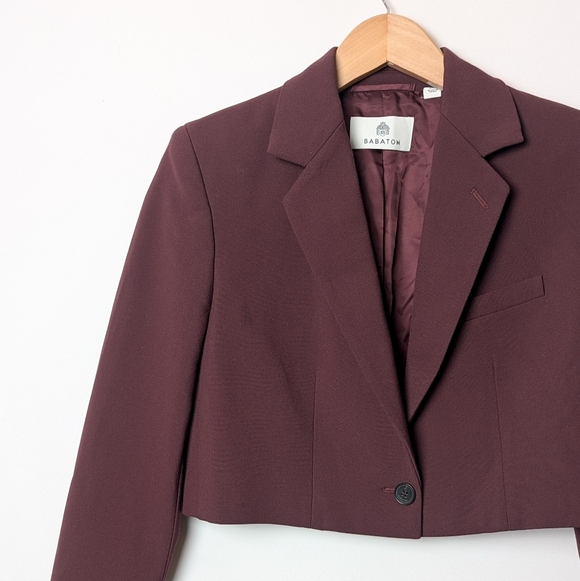 BABATON Arbus Blazer Crop Maroon Red Aritzia - Picture 11 of 16